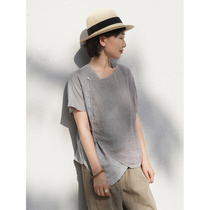 No good silk silk hemp splice gray cranking skirt sleeve sweater (Qinghai)