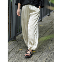 There is no good sight of the city 16 mm silk crepe satin fluttering soft straight tube pants tight waist pants