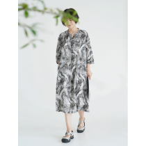 No good see city Italy imported cotton printing retro art dress (between time)