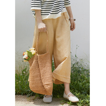 No Good See City Silk Silk Hemp Casual Medium-high Waist Wide Leggings Pants Straight Drum Slim Casual Pants Pendant Sensation Air Pants Woman