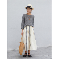 No good see City pure cotton color weave wide striated half dress and art feel 100 hitch to wear