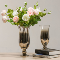 Vase ornaments European style simple high foot glass creative bedroom bedside desktop flower model living room simple home