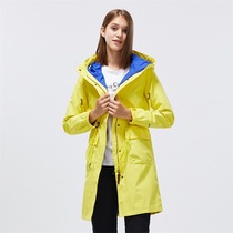 2021 Outdoor Monolayer Submachine Clothes Woman Thin style Breathable Medium Long Style Jacket Spring Autumn Tide Card 100 lap waterproof windproof clothes