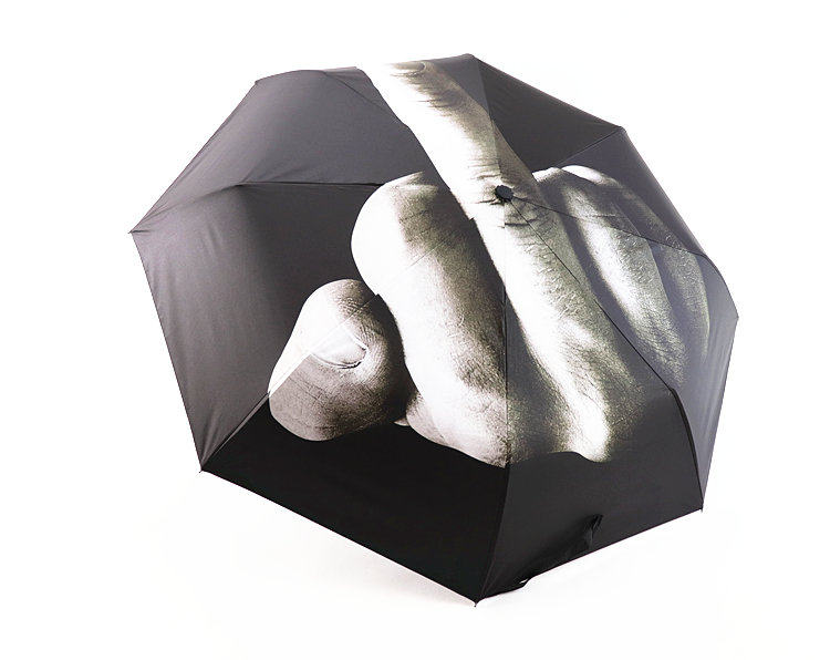 f**k you rain竖中指伞折叠手指鄙视伞创意个性时尚晴雨伞