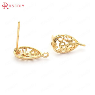 diy jewelry earrings earrings earrings accessories 7x13mm copper plated gold drop shaped earrings (including earplugs) 37083