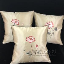 Su embroidery finished silk embroidery Embroidered lotus cushion pillow Household goods Suzhou silk characteristic business gifts
