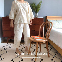 Owners leave Korean retro court sleeved pajamas set ~ fafamarket imported summer home wear