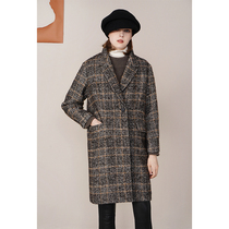 Spot-CCHER West and solid wear medium long coat Italian wool check autumn and winter women XSPB2257 without fold