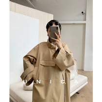 UNICA Treasure Fashionable_Glossy High-density Waterproof British Gaberdine Bima Cotton Large Profile Trench Coat