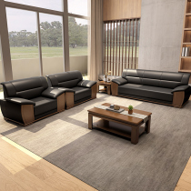 Office sofa tea table combination suit Chinese style minimalist modern reception guests genuine leather trio bit business sofa