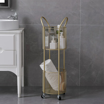 Nordic wrought iron storage rack kitchen movable cart basket home bathroom floor-to-ceiling multi-layer storage rack