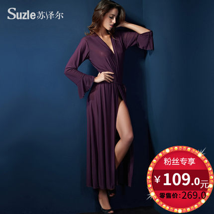 【不试穿】浴袍睡袍女夏黑色性感和服式薄款透明春秋长款-tmall.com天猫