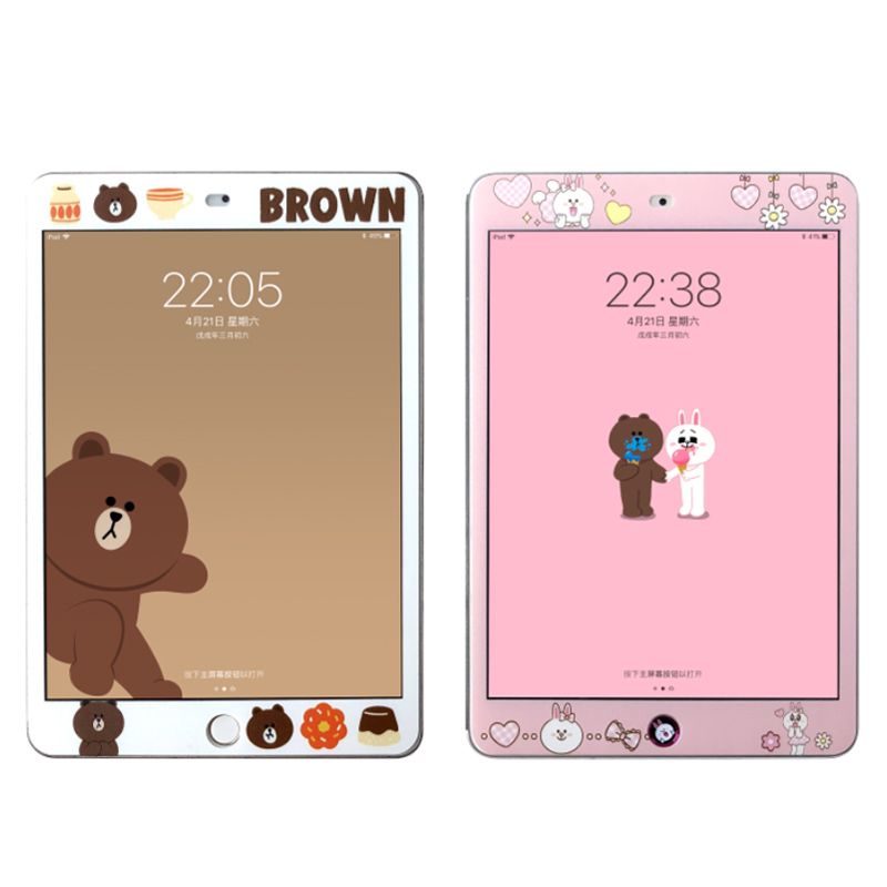 2018新ipad air2钢化膜mini4保护膜1迷你3 ipad5贴膜pro平板6卡通