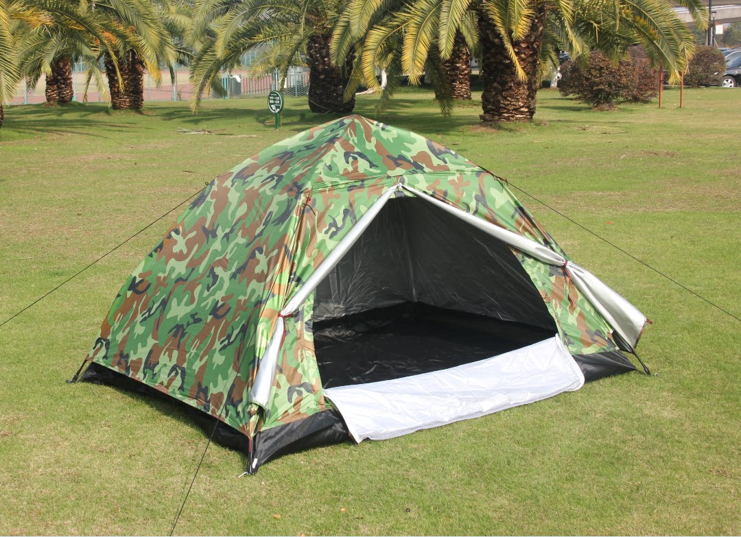 户外野营外速开全自动单1人双2人双层防风防爆雨单兵迷彩帐篷套装