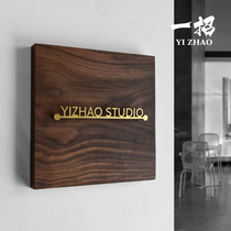 Solid wood studio door plate customized stainless steel hanging metal word Company door signboard shop door head customized