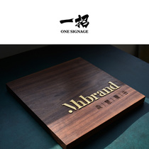 Japanese wooden house plate black walnut wood embedded brass character home house house house number plate custom