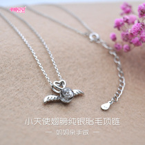 925 sterling silver little angel baby hair necklace wings creative novel newborn baby souvenir silver ornaments