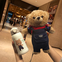 ALL JOINT Cowboy Bear Childrens thermos cup with straw Large capacity student kettle Female cute portable water cup