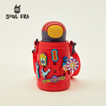 soul era Elf hole hole water cup Childrens thermos cup with straw Male and female kindergarten primary school students kettle portable
