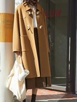 MISAZ winter end 100% high-branch wool Academy wind horn buckle handmade double-sided woolen coat
