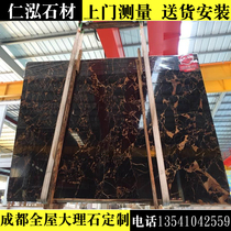 Renhong stone custom natural marble floating window washing countertop Athens black gold flower cross the doorstone threshold