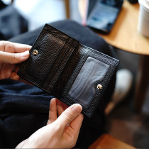 GUOCOLEE custom simple snap drivers license card bag leather mini multi card position cowhide card clip small card bag