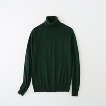 Korean pullover slim thin solid color knitted base shirt dark green super fire cec turtleneck sweater women wear sweater