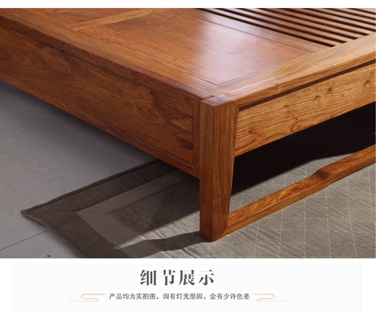 Đồ nội thất bằng gỗ gụ Giường cỡ King Giường cỡ king mới của Trung Quốc Hedgehog Đỏ Gỗ đàn hương Giường cỡ King Giường đôi bằng gỗ Cẩm lai Giường đôi 1,8 m - Giường