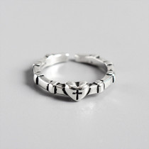 S925 sterling silver cross ring retro personality fashion love opening ring jewelry gift