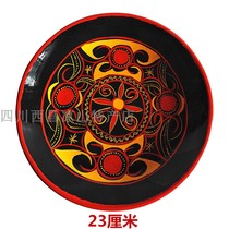 Liangshan Yi lacquerware tableware plate stained with water plate Painted folk handicrafts Dinner plate decoration plate