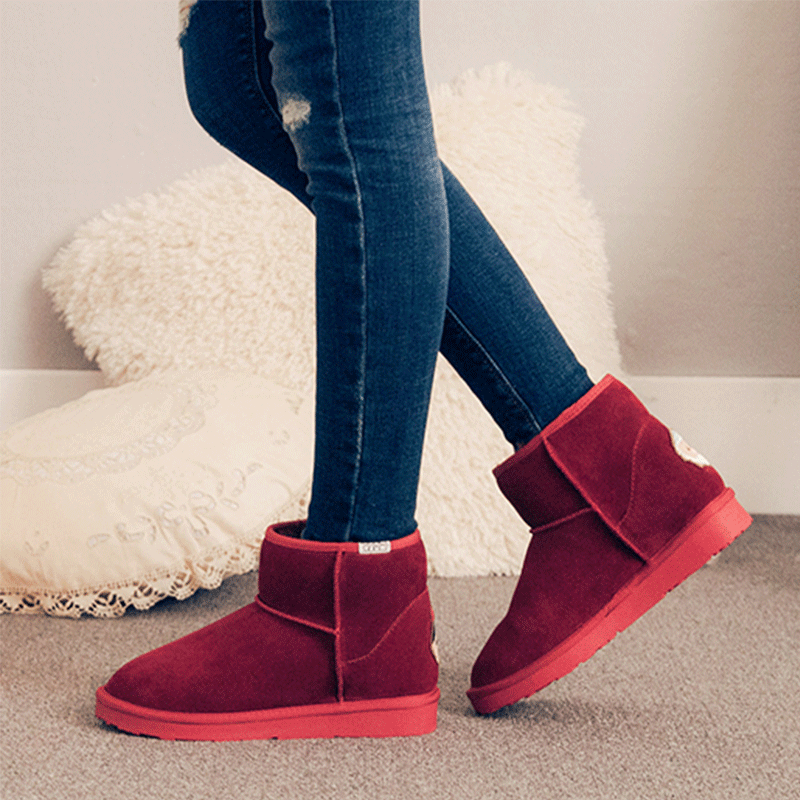 grace gift迪士尼雪地靴女tsum tsum保暖短筒可爱毛毛靴女鞋冬靴