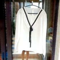 Brand Discount Womens Dress Clear Cabin Shirt Blouses Long Sleeves Spring Autumn set head printed round collar v House of the house