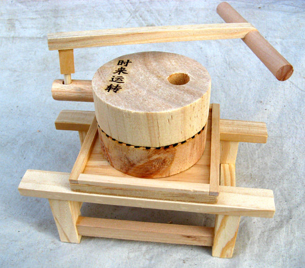 木制工艺品好运磨 木质时来运转拐磨 儿童玩具祈福摆件小农具模型