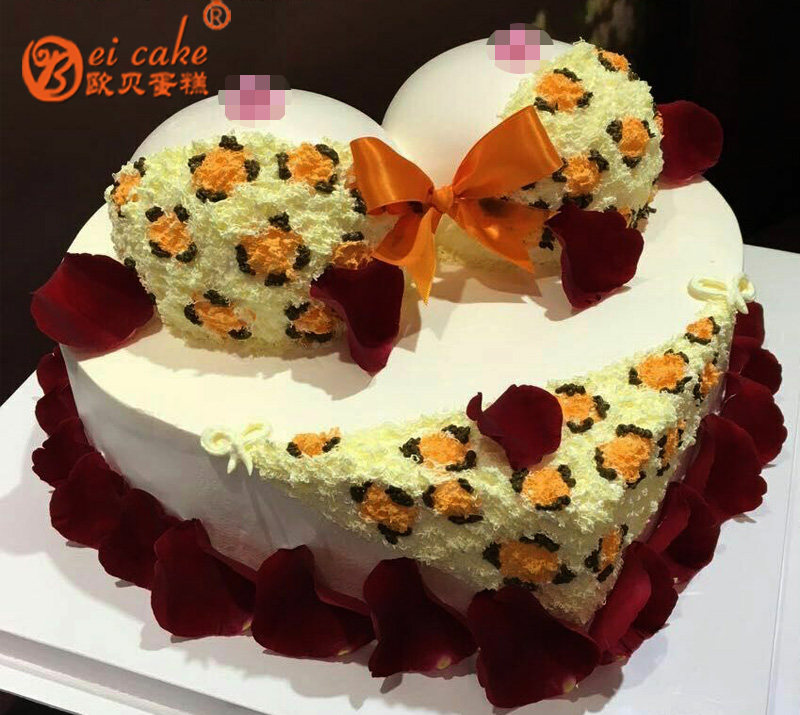 定制 豹纹波霸翻糖比基尼情侣生日蛋糕欧贝实体店上海苏州同城速递