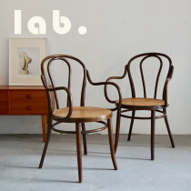 lab Self-operated laboratory Nordic middle-aged furniture imported from Europe Thonet wind armrest rattan chair Living room Dining room