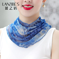 Summer thin neck silk scarf scarf female fake collar pullover sunscreen scarf Joker silk scarf