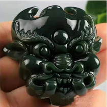 Xinjiang Hetian Jade grimace belt buckle jadeite seed material ghost head waist buckle mens evil spirits and beasts waist brand waist wear