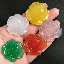 Natural Agate Rose pendant Flower Pendant Chalcedony flower necklace Hibiscus jade Peony flower Sweater chain