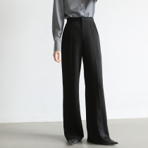LIMONN black wide leg pants womens high waist drop casual pants straight pants vertical suit suit mopping trousers Spring