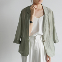 LIMONN Tencel gray salt green shoulder blazer female glossy ol temperament loose breathable fashionable sunscreen shirt