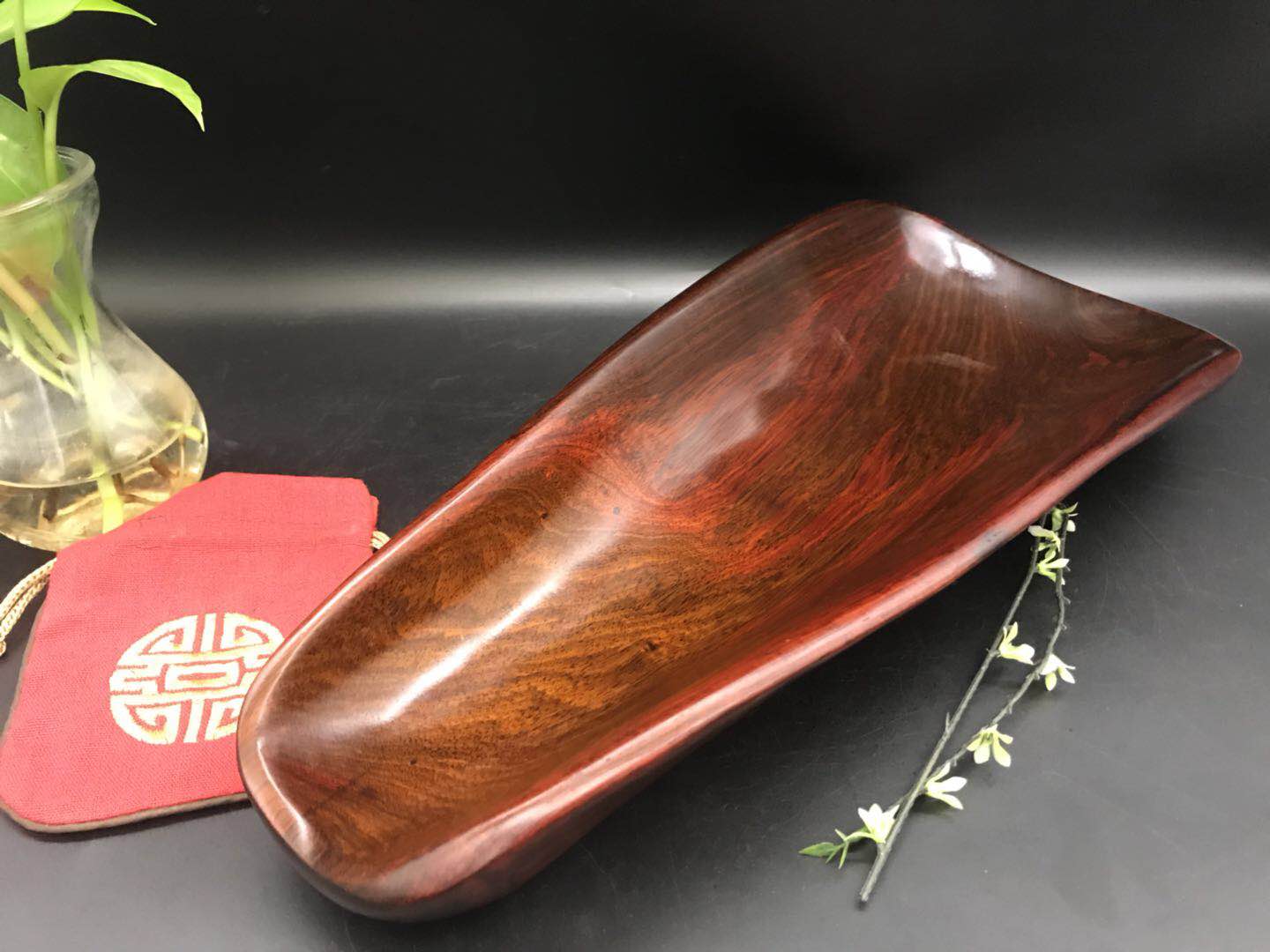 Lao Grand Red Acid Branch (Wrestling Toe Yellow Sandalwood) Old Red Wood Accompanying Thickened Fruit Tray Plate Handicraft Pendulum-Taobao