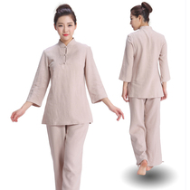 Chinese medicine hall work clothes female beauty salon Chinese massage moxibustion meditation clothing Chinese style Zen health tea artist clothing