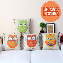 Cotton linen owl Cartoon Pillow with Core Office Afternoon pillow Backrest Backrest Sofa Cushions Lean on Bag Square Pillow