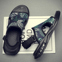 Men sandals 2021 new casual shoes breathable trendy Han version air cushion thick bottom Chinese wind printed beach shoes