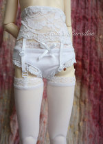 4 points 3 points BJD SD MDD ova fitted with★black white sexy lace harness socks ~ adjustable ~