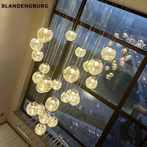 Nordic Stairway Pendant Lamp Long Chandelia Glass Round Ball Modern Minimalist Creative Duplex Villa Swivel Stairway Chandelia