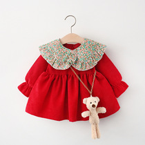 Childrens clothing Girls spring dress 2021 new childrens long-sleeved female baby baby 01-3 years old princess dress