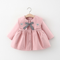 Childrens clothing female baby Autumn jacket 2021 New Korean version of long sleeve shirt 0 a 4 years old foreign style long trench coat tide