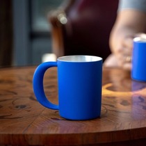 16 open cup ideal blue solid color handmade ceramic silver color large mug Large capacity water cup gift cup