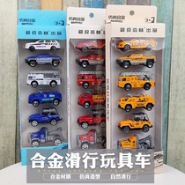 Childrens educational toy mini sliding alloy engineering fire police car set simulation model of various cars